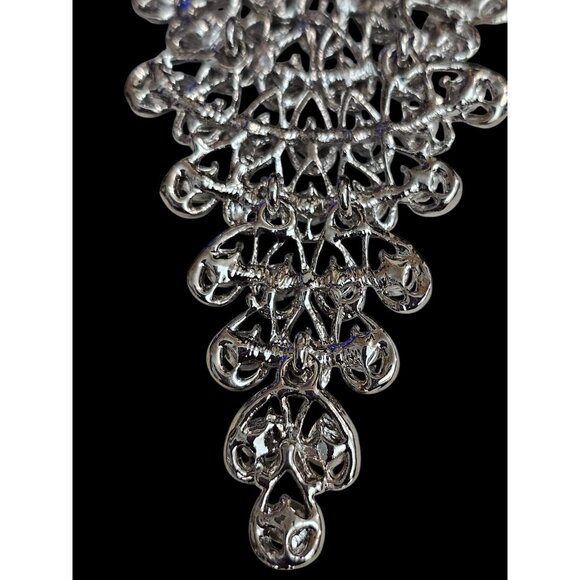 Vintage Peacock Pendant / Brooch Multicolor Rhinestones Silver Tone Bird - Picture 4 of 7